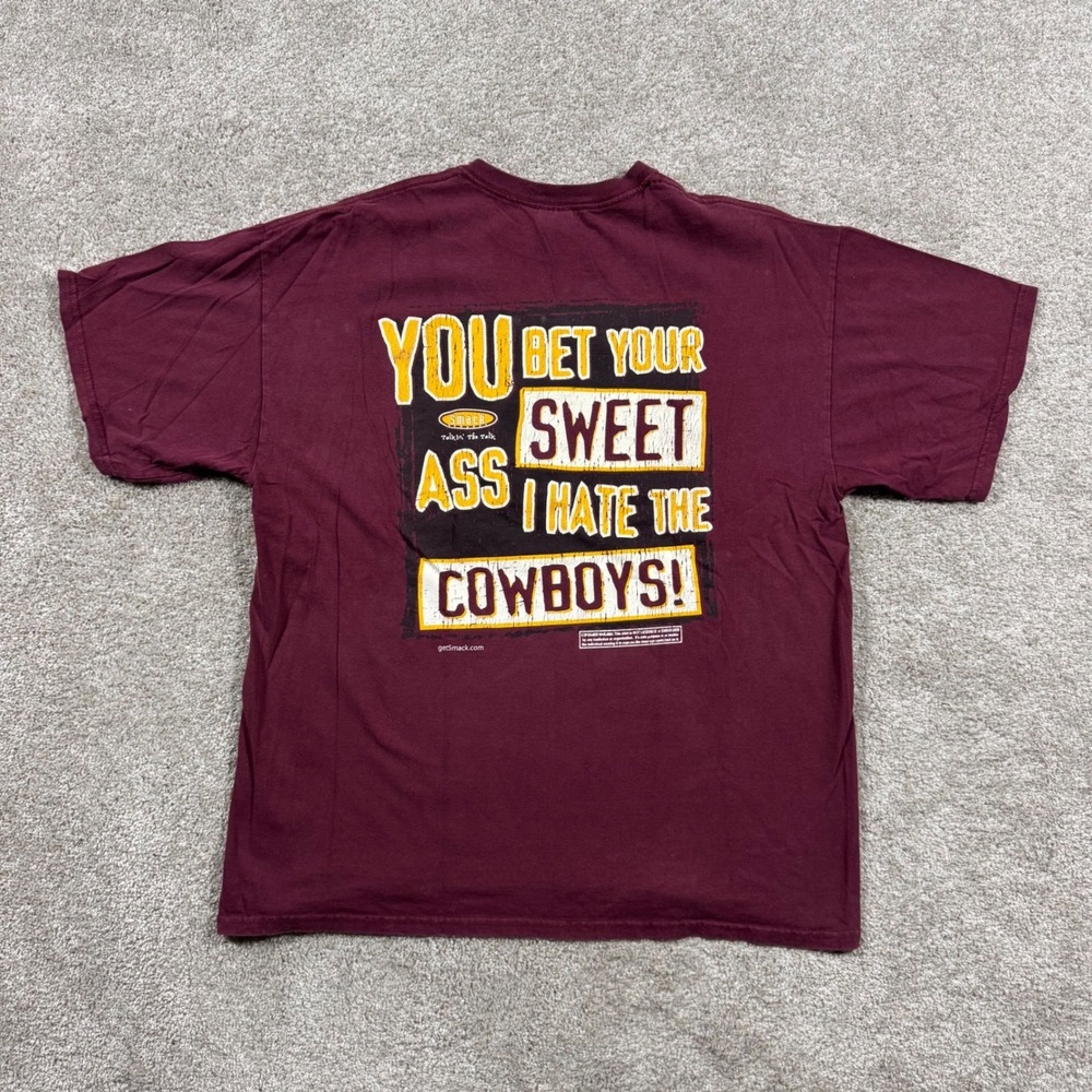 Commanders Smack Apparel I Hate The Cowboys YBYSA Maroon Graphic T-Shirt Mens XL